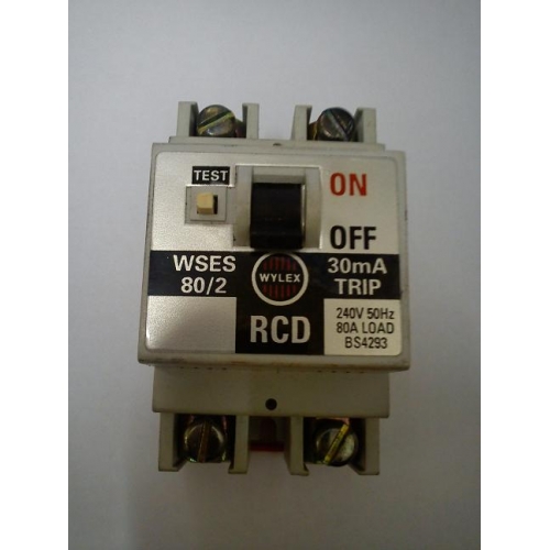 Wylex WSES 80/2 80a 30ma RCD wylex fuse box bs number 